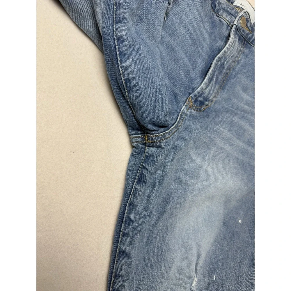 Dear John Frankie Straight Jeans Womens 33 Super High Rise Distressed Light Wash